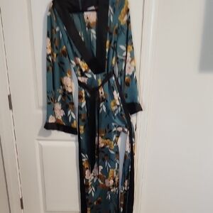 Blue and Black Colorful Jumpsuit with Flowing Sleeves and Luxurious Material